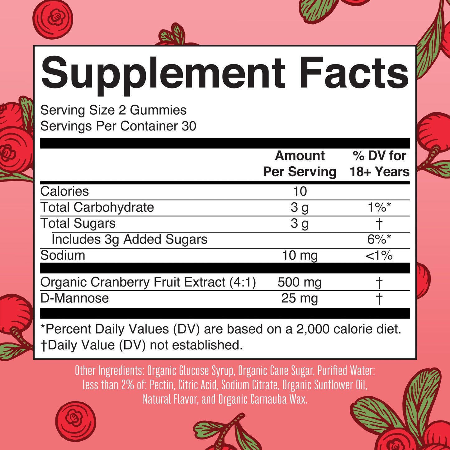 MARYRUTH'S Organics Organic Cranberry Gummies - 500mg Supplement | Urinary Tract Health for Women | with D Mannose | Traditional Use | USDA Organic | Vegan | Non GMO | 30 Servings