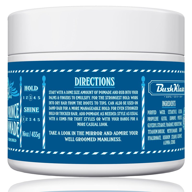BushKlawz Pacific Prince Matte Pomade 455g/16oz Water Based Firm Hold Easy Wash No Build Up for Tight Styles Men's Styling Smells Great
