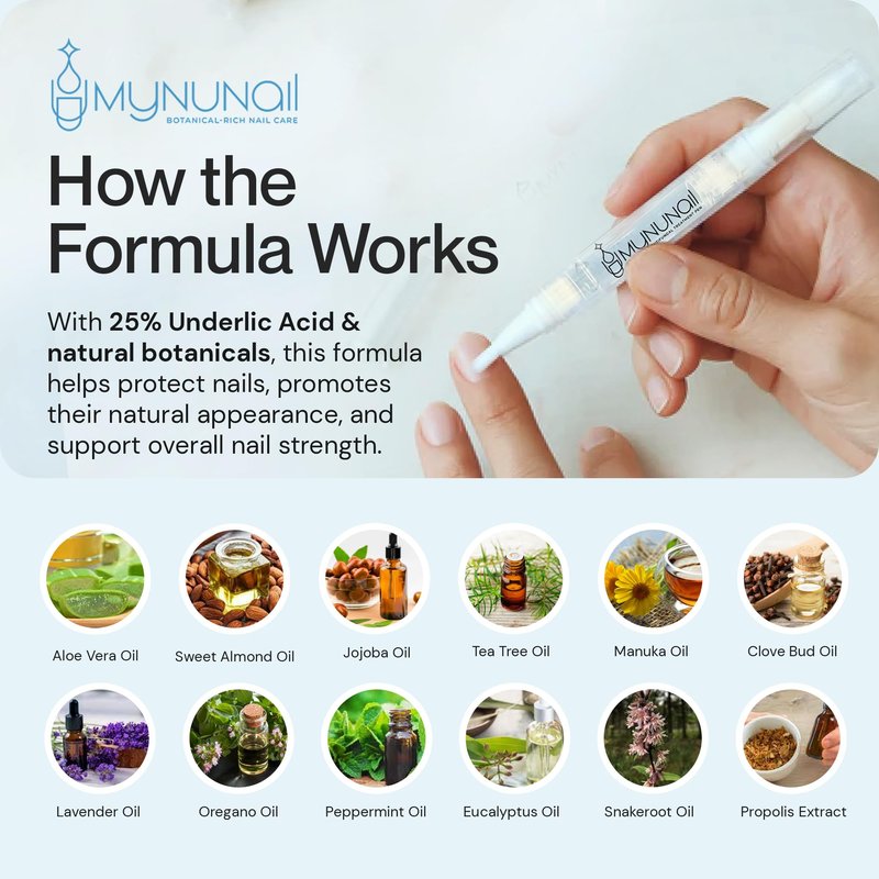 MyNuNail Nail Care/Conditioning Pen – Botanical Oils for Healthy, Clear-Looking Toenails and Fingernails – Fast Precision Brush Application Nail Repair Pen, Appearance of Clear Nails - Pack of 3