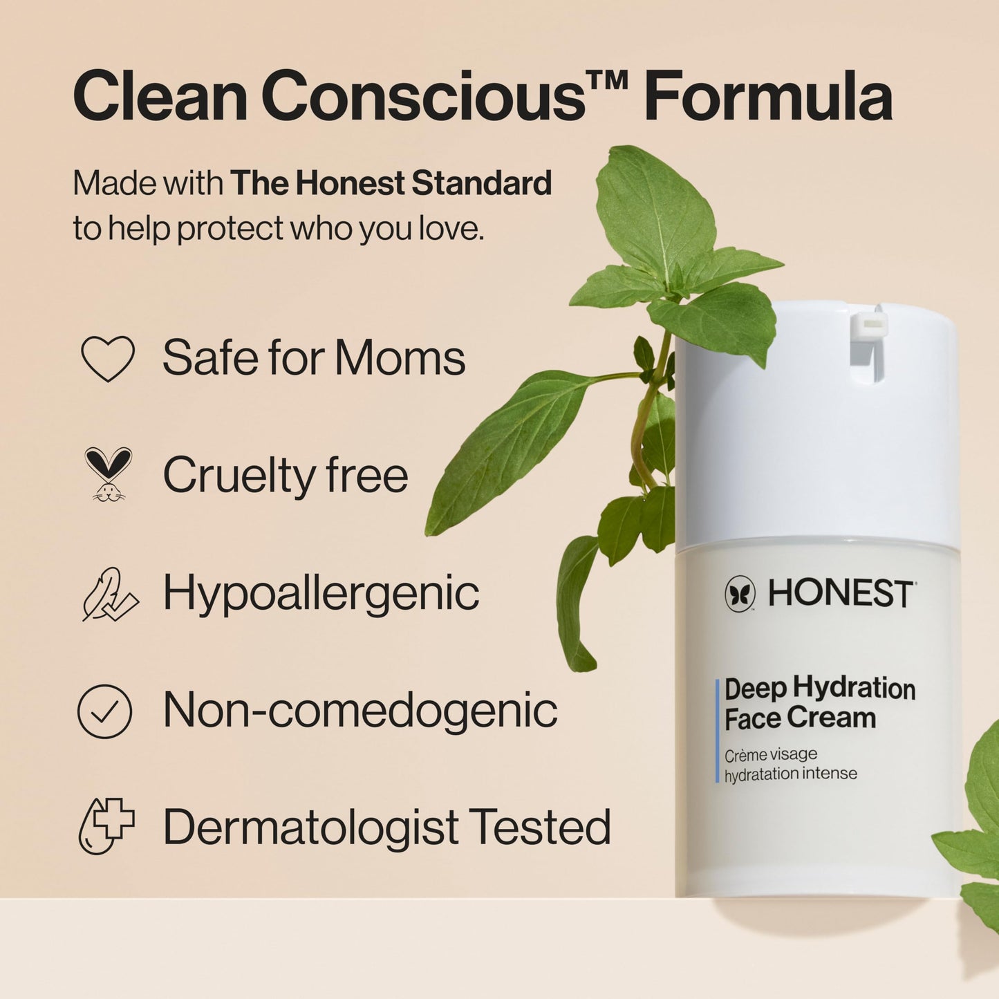 Honest Beauty Deep Hydration Face Cream for Dry Skin, 1.7 fl oz