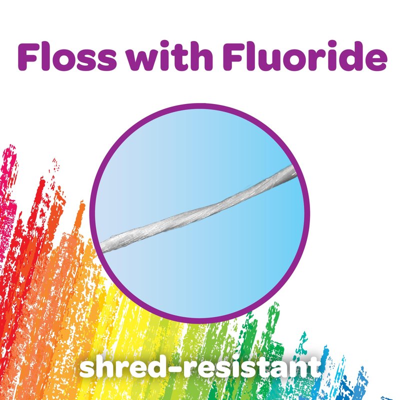 GUM Crayola Kids Flossers with Fluoride, Designed for Little Hands, Fun Grape Flavor, Easy-to-Use Dental Floss Picks for Children Ages 3+, 75 Count (Pack of 6)