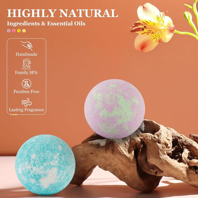 Natural Organic Bath Bombs Gift Set - 50 Pcs with 10 Scents | Handmade Spa Bubble Bath Fizzies for Women, Men, and Special Occasions