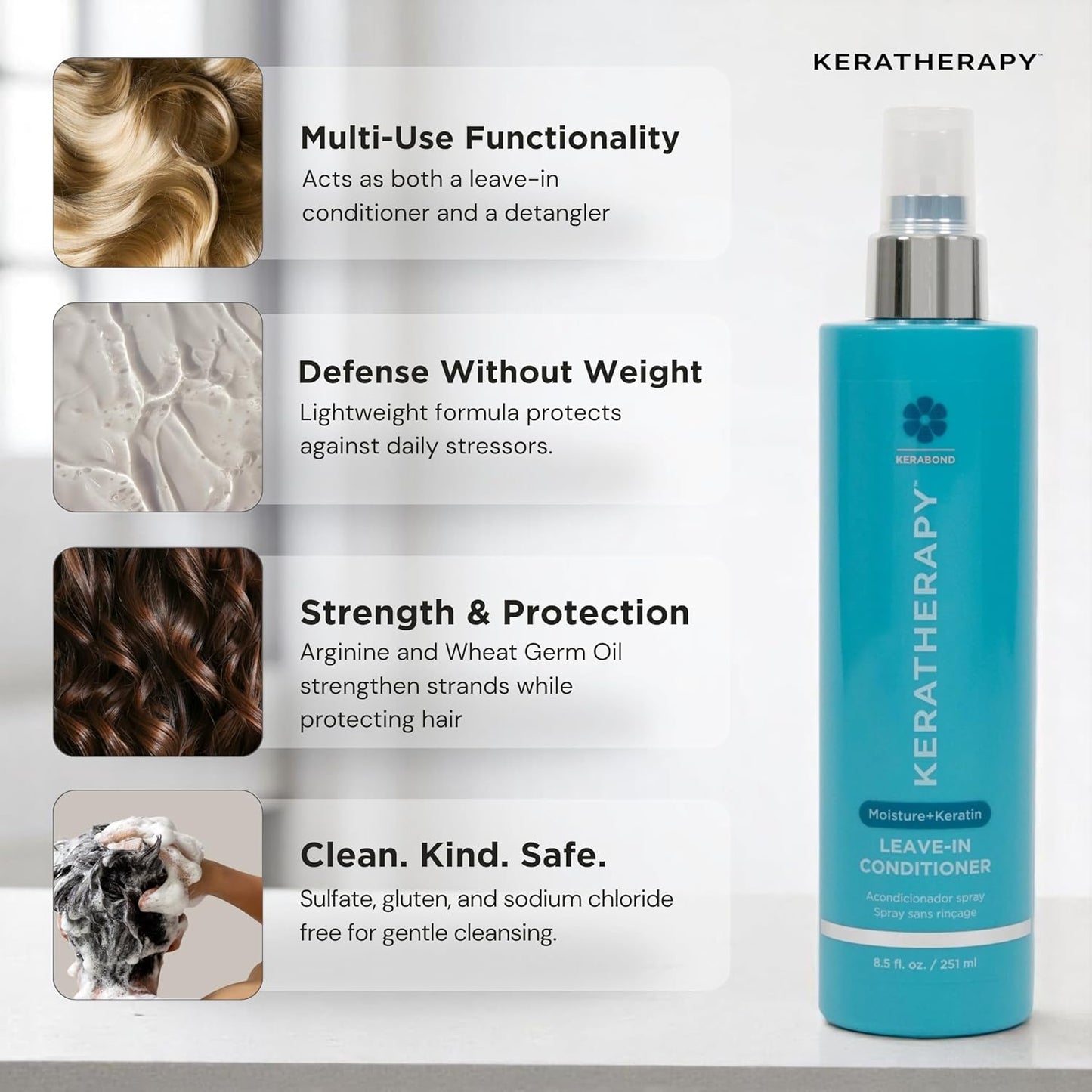 Keratherapy Leave-In Conditioner Spray - Hydrating Keratin Infused Formula with Jojoba Oil | 8.5 fl. oz.