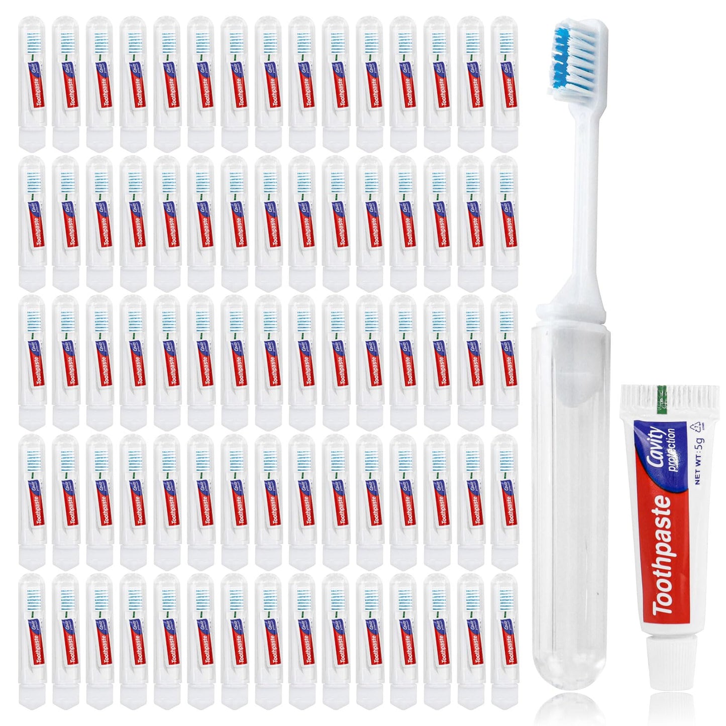 Lilingsty Toothbrush and Toothpaste Travel, Individually Packaged with Storage Box, Foldable Storage, Toothbrush Travel Size is Suitable for Camping, Business Trip (100-PACK)