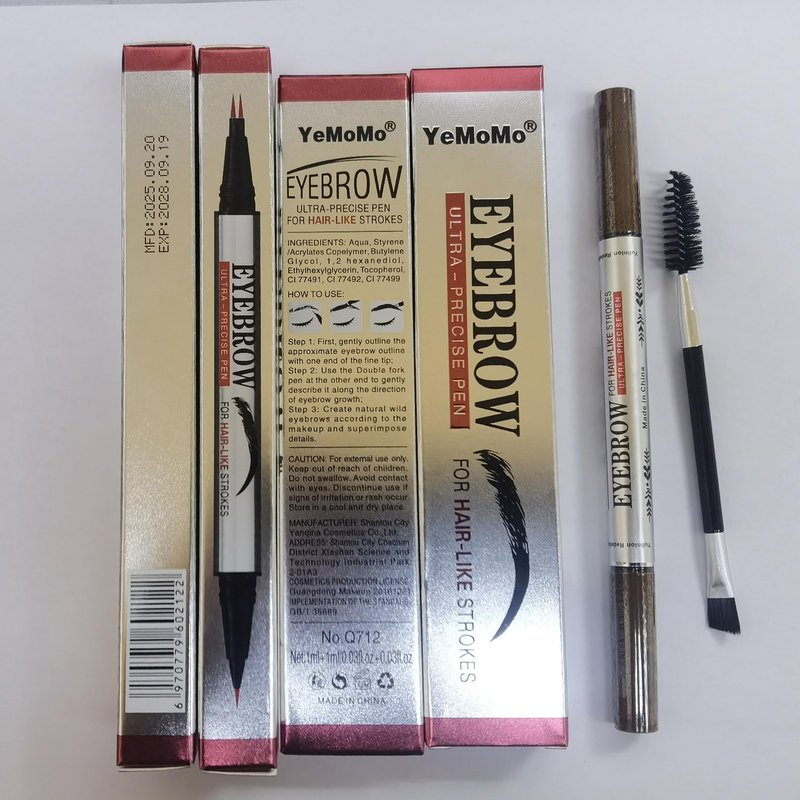 YeMoMo Dual-Tip Eyebrow Pencil, 2-in-1 Waterproof Brow Liner with Ultra-Fine Fork and Precision Tip, 5 Natural Shades from Light Brown to Black (4#Black Brown)