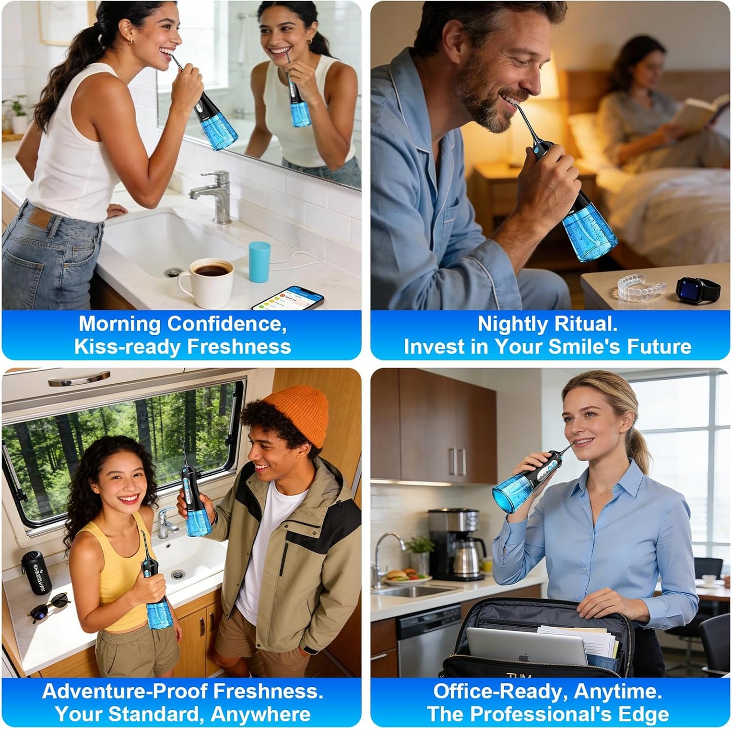 Dental Flosser Water Pick - Portable Cordless Oral Irrigator with 3 Modes | IPX7 Waterproof, Rechargeable for Adults and Braces
