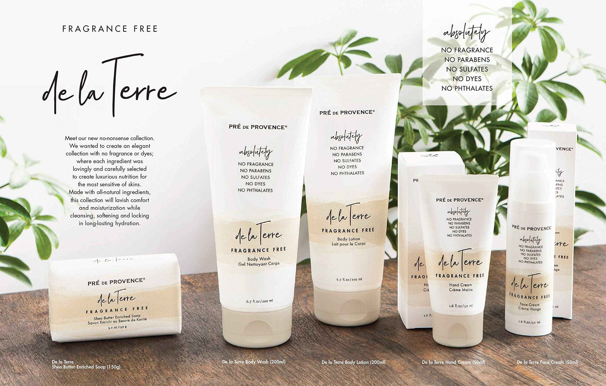 De La Terre All Natural Sensitive Skin Collection Fragrance Free, Moisturizing & Hydrating, Face Cream, 50 ML