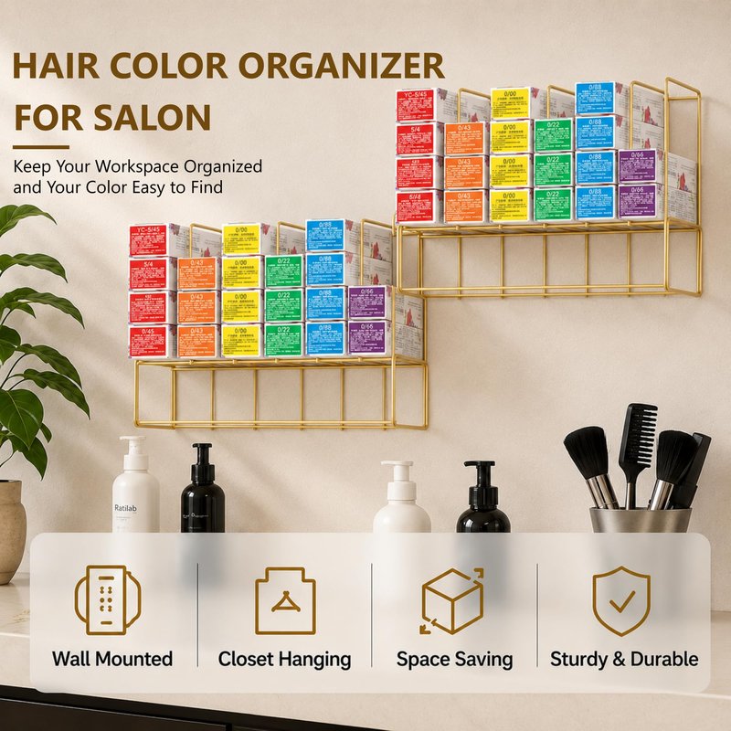 Meudid Hair Color Organizer for Salon - 2 PCS Metal Hair dye Tube Racks Storage Wall Mounted Cabinet Available