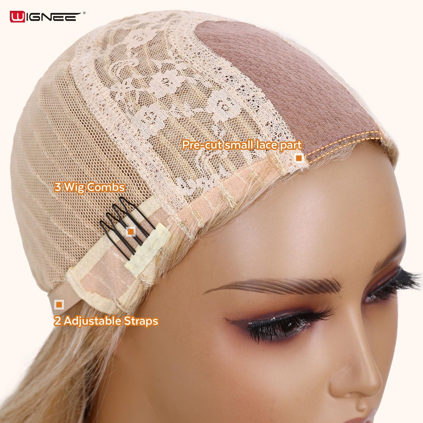 WIGNEE Lightweight Long Wavy Wig with Curtain Bangs for Women – Natural Looking Blonde Synthetic Wig for Daily Wear, Beginner Friendly Heat Resistant Fashion WigGlueless Wear and Go