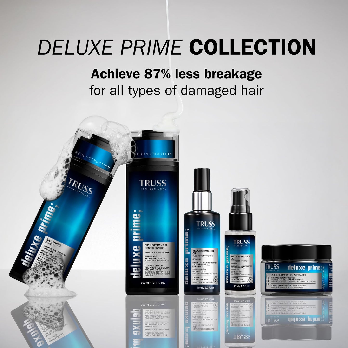 TRUSS Deluxe Prime Shampoo for Dry, Damaged Hair - Moisturizing Hair Shampoo for Women & Men - Frizz-Control & Breakage Defense - Improve Natural Shine - No Added Salts (10.14 Fl Oz)