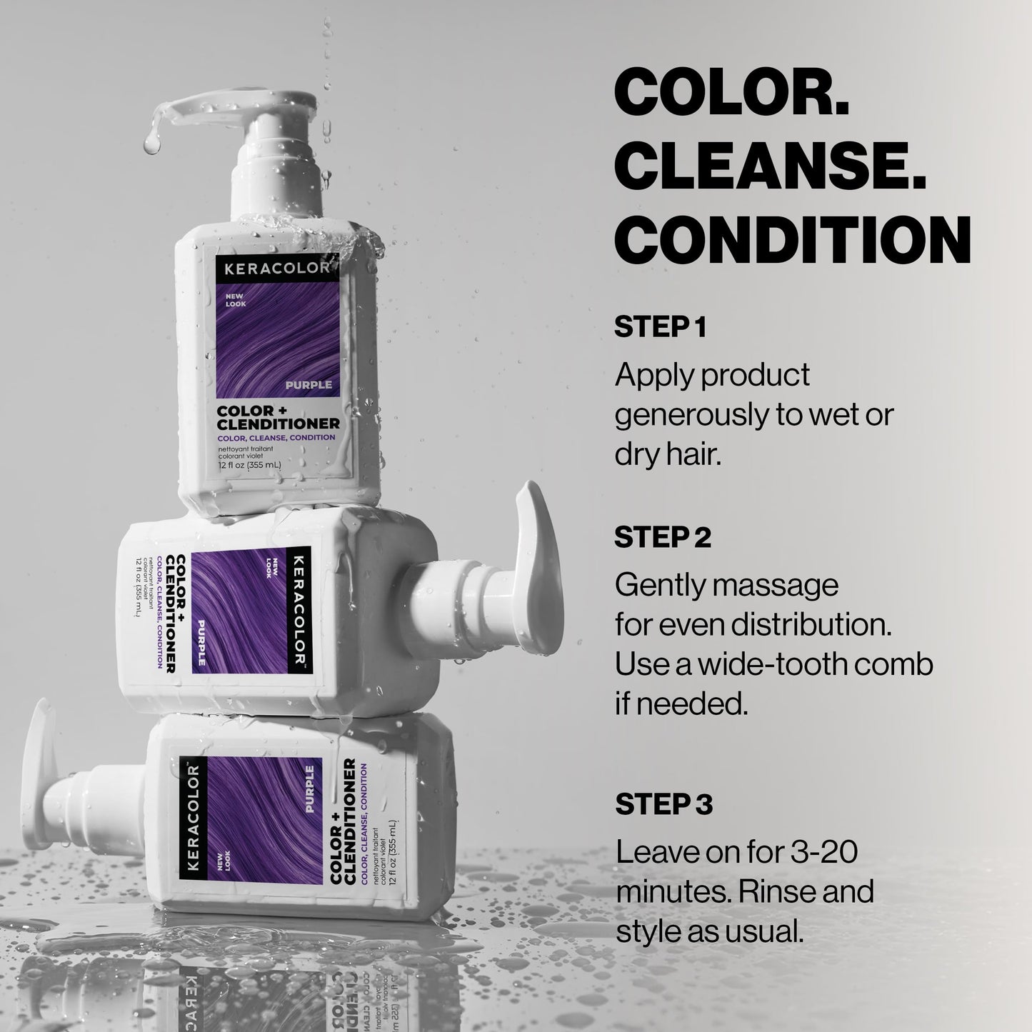 Keracolor Clenditioner PURPLE Hair Dye - Semi Permanent Hair Color Depositing Conditioner, Cruelty-free, 12 Fl. Oz.