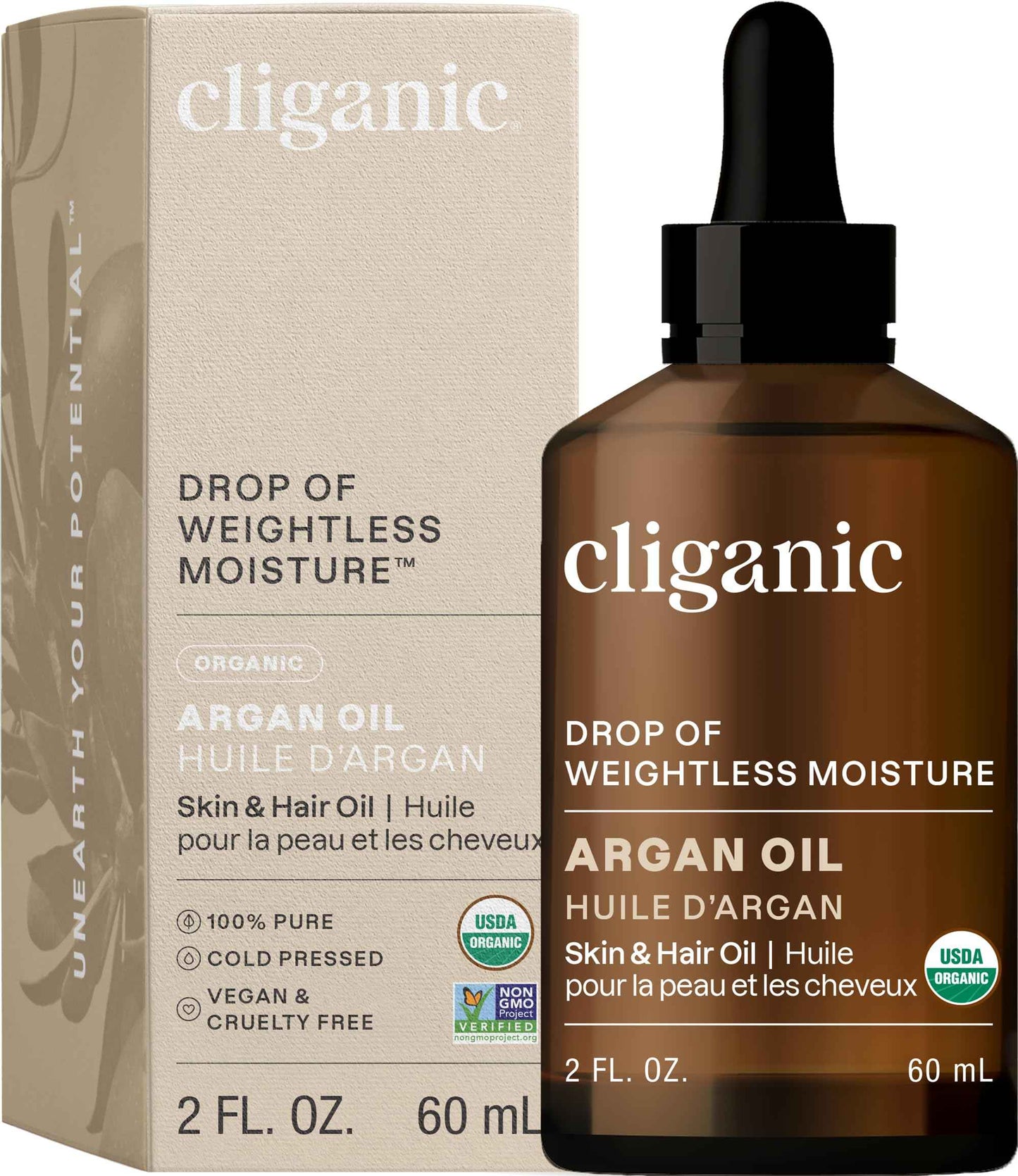 Cliganic Carrier Oils Duo: Organic Jojoba Oil and Organic Argan Oil