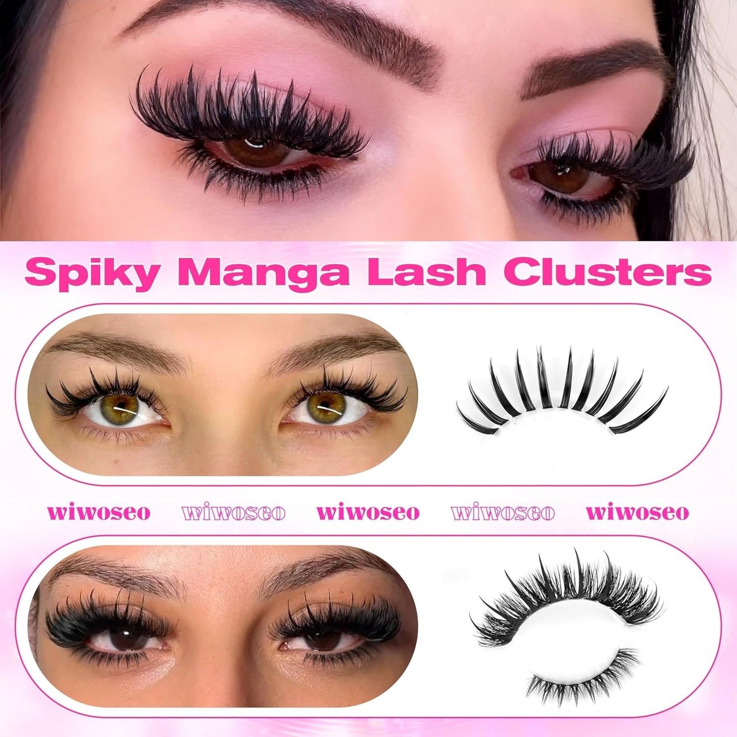 Bottom Lash Clusters Kit - Mega Volume Spiky Eyelash Extensions with Clear Bond & Seal | Fairy Style