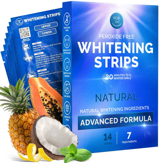 Whitening Strips for Sensitive Teeth 7 Treatments, Coconut – Enamel Safe, Peroxide-Free Coconut Teeth Whitening Strips with Natural Enzymes – Gentle White Stips for Sensitive Gums & Daily Oral Care