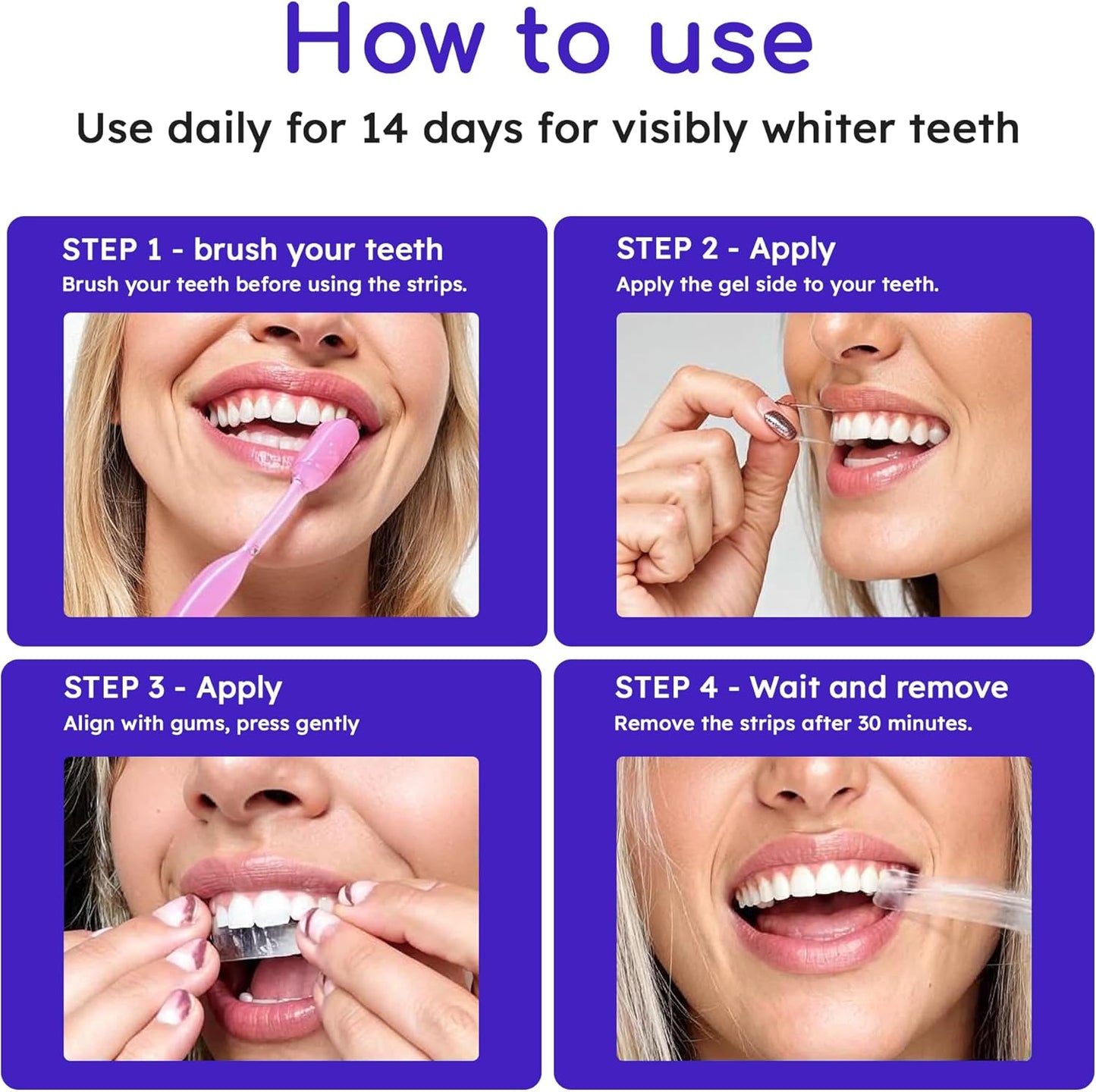 Teeth Whitening Strips for Sensitive Teeth - 14-Day Treatment Kit | Fast-Acting Stain Removal, Comfortable Fit