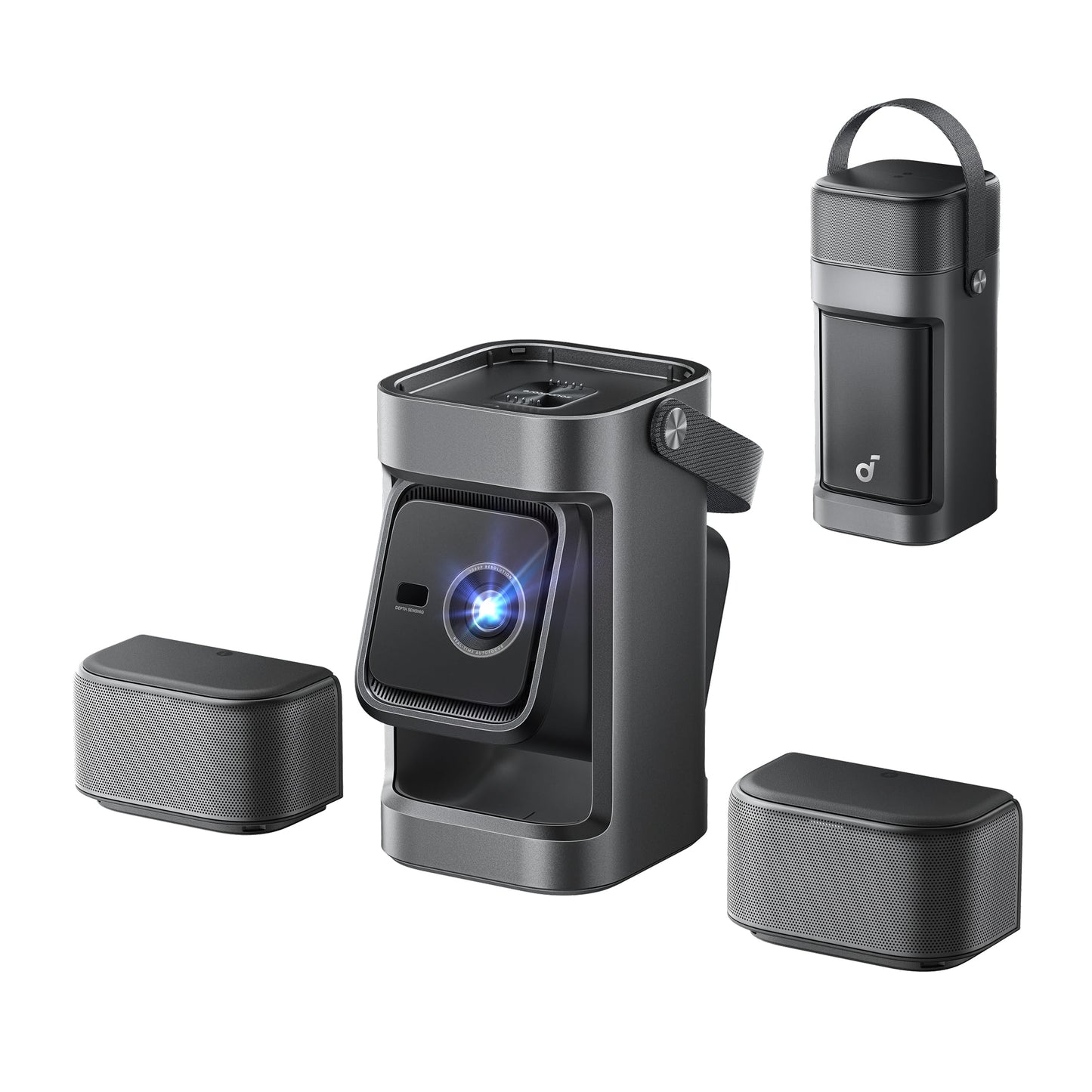 soundcore Nebula P1 Portable GTV Projector with Detachable Speakers, 650 ANSI Lumens, 1080P, 20W Truly 2.0 Surround Sound, Dolby Audio, Built-In Gimbal, Auto Adjustment, 180" Big Screen, Carry Handle