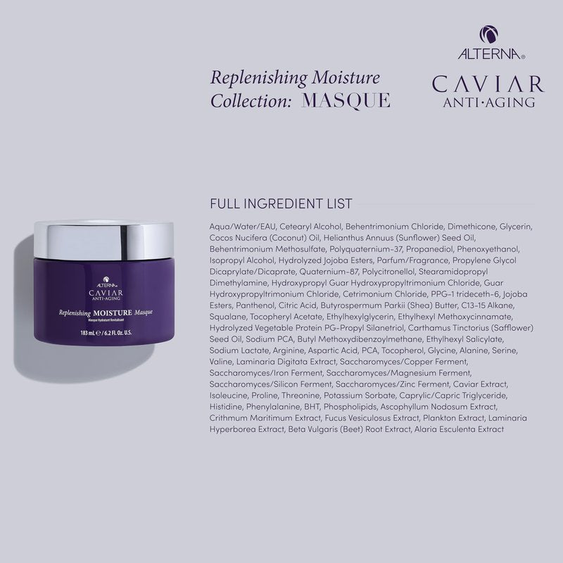Alterna Haircare CAVIAR Anti-Aging Replenishing Moisture Hair Masque 6.2 oz | Replenishes Dry, Coarse, Damaged Hair | Controls Frizz and Smoothes Hair | Sulfate Free