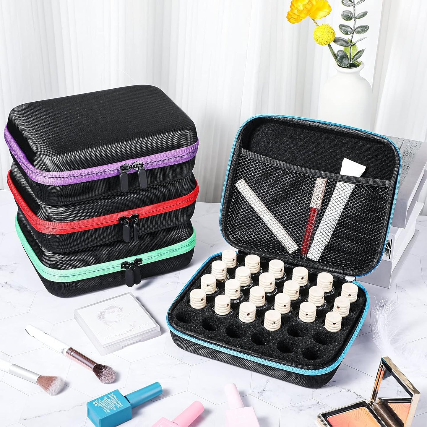 Essential Oils Storage Bag - 30 Bottle EVA Carrying Case with Foam Insert & Handle | Holds 5-15 ml