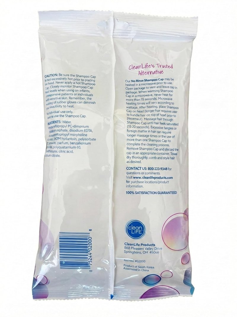 No-Rinse Shampoo Caps - Waterless Hair Washing & Conditioning for Elderly | 10 Pack, Disposable, Hypoallergenic