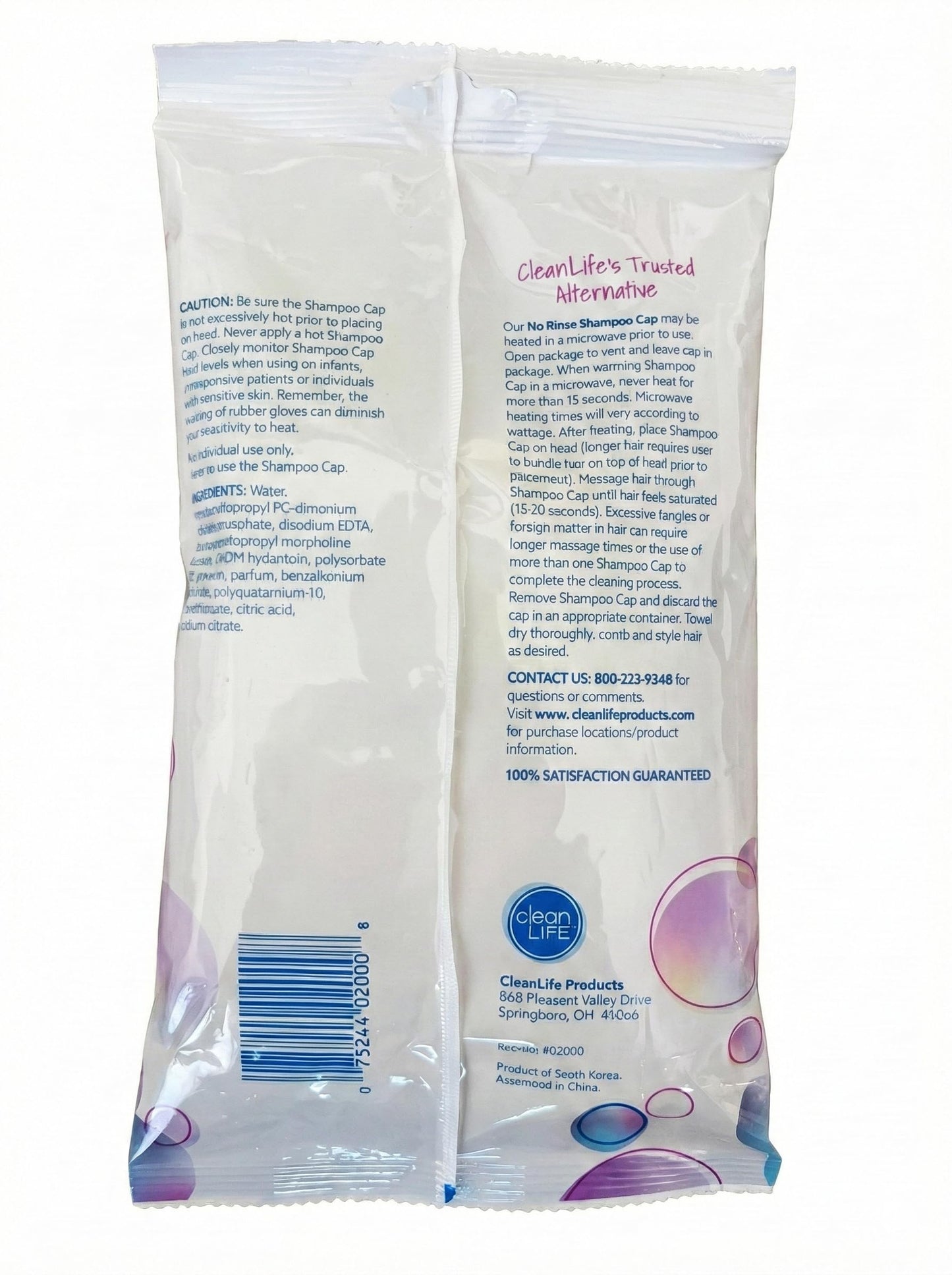 Cleanlife Products No-Rinse Shampoo Cap (12 Pack) - Waterless, Rinse Free Hair Washing and Conditioning Shower Caps for Bathing Elderly, Bedridden, Hospital Patients - Disposable, Hypoallergenic