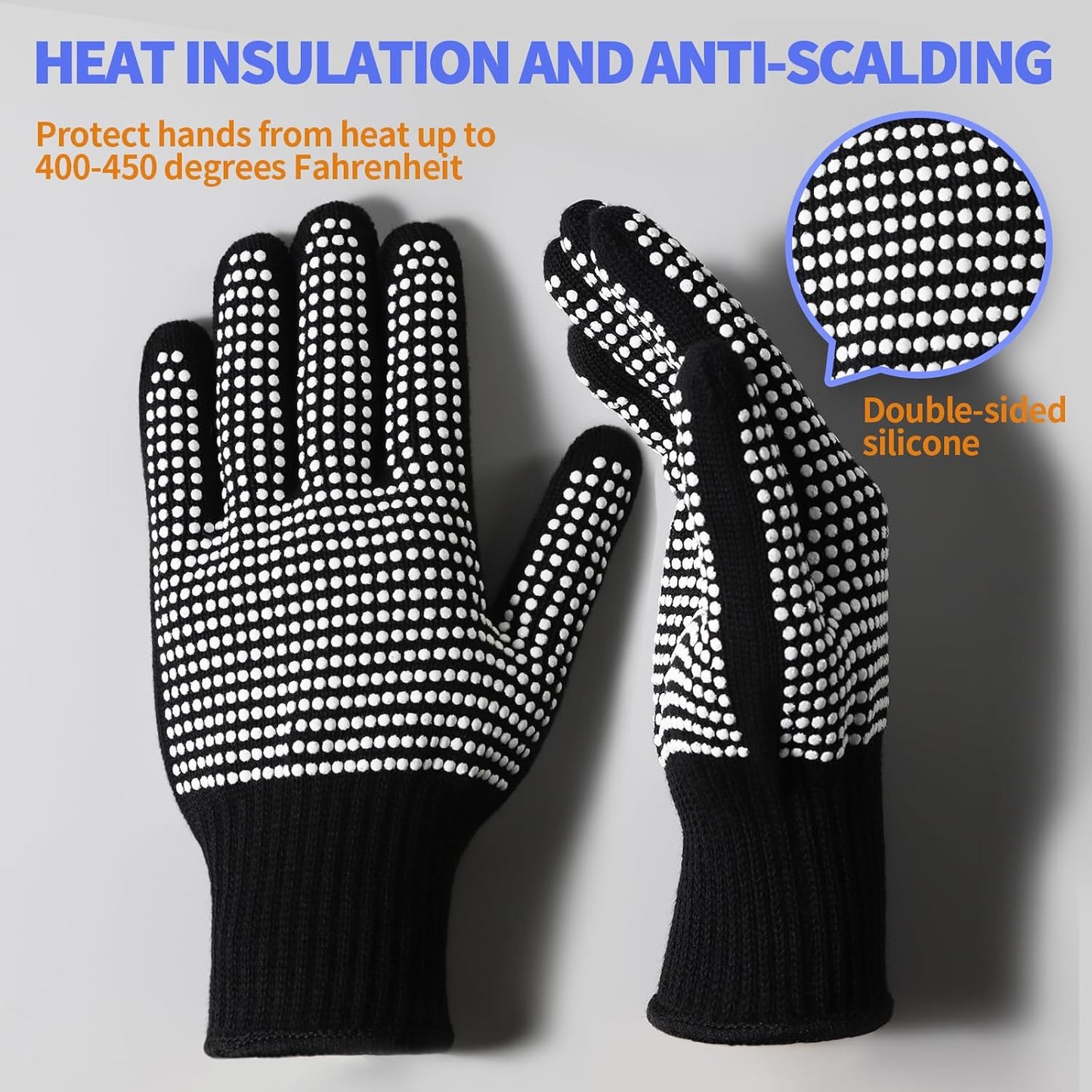 Teenitor 2 Pcs Heat Resistant Gloves With Silicone Bumps, Professional Heat Proof Glove Mitts For Hair Styling Curling Iron Wand Flat Iron Hot-Air Brushes Sublimation Gloves Rose Red