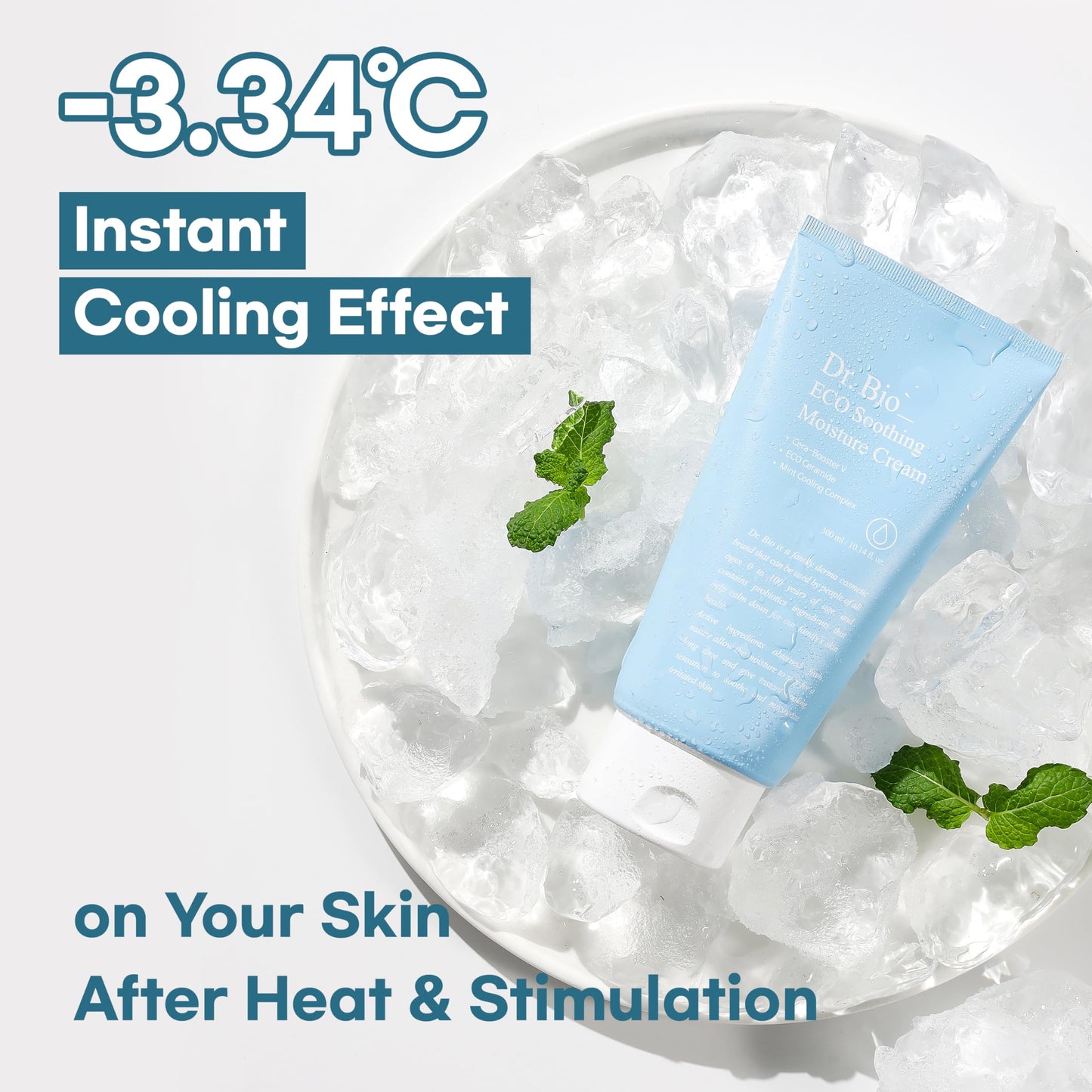 Dr.Bio Eco Soothing Moisture Cream, Moisturizer with Probiotics for Sensitive Skin & Dry Skin, Hydration and Soothing Relief for Face and Body, Cooling Immediately, Lightweight, Korean Skin Care