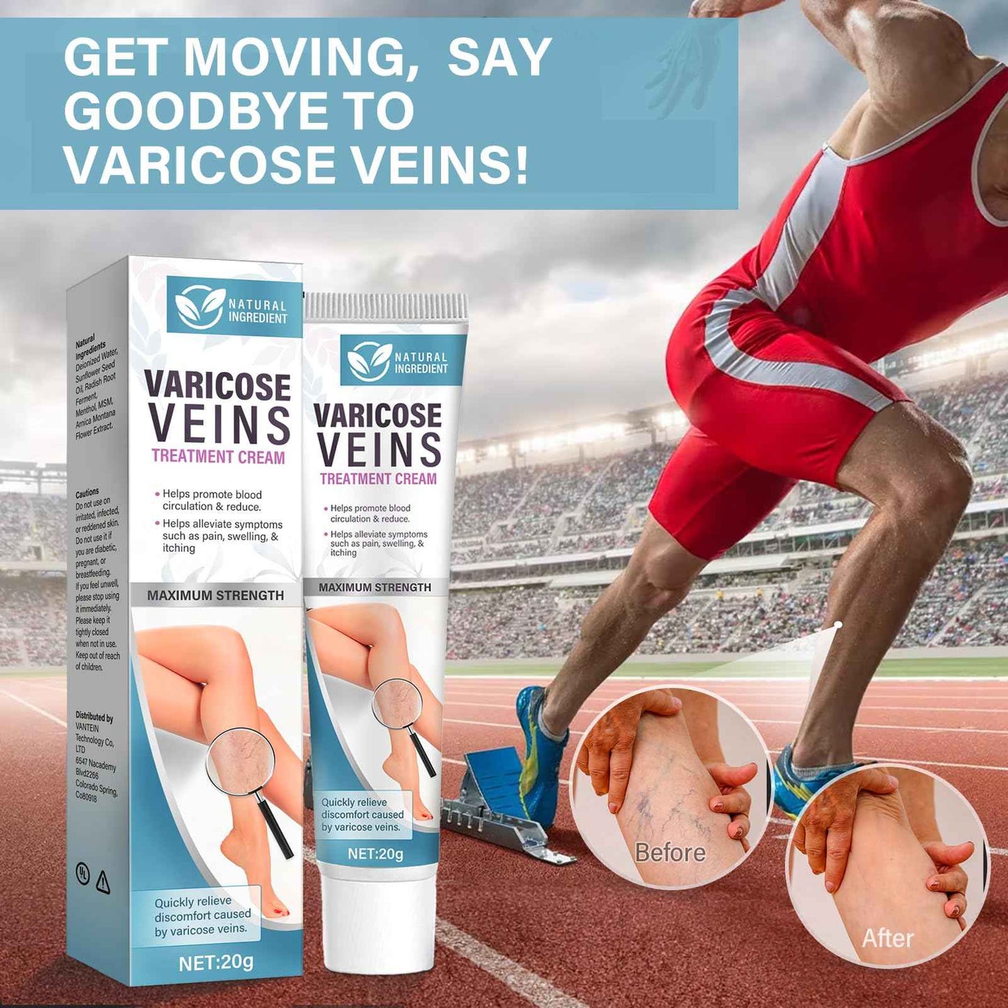 Varicose Veins Treatment for Legs, Varicose Veins Cream - Improves Blood Circulation, Reduces Varicose Veins and Heaviness, 2 Count