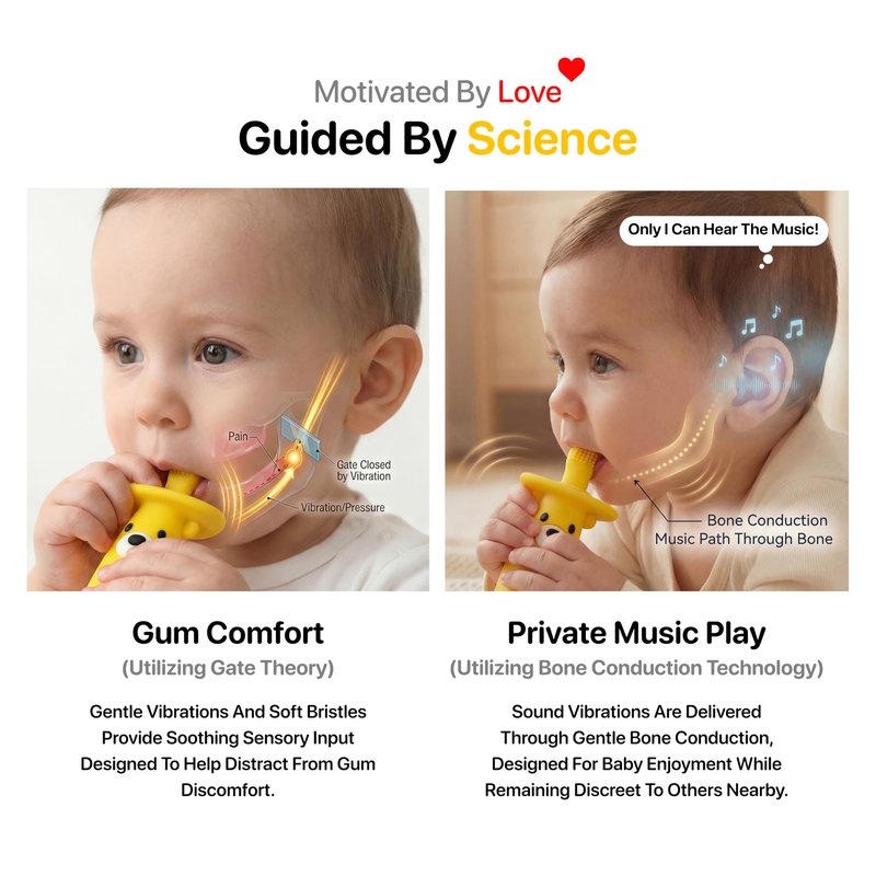 KLOUDYS Vibrating Baby Teether & Toothbrush l Teething Relief & Bone Conduction Music l Soft BPA-Free Silicone Baby teethers, Oral Sensory chew Toys for Kids & Babies,Teething Toys 9-24 Months, Blue