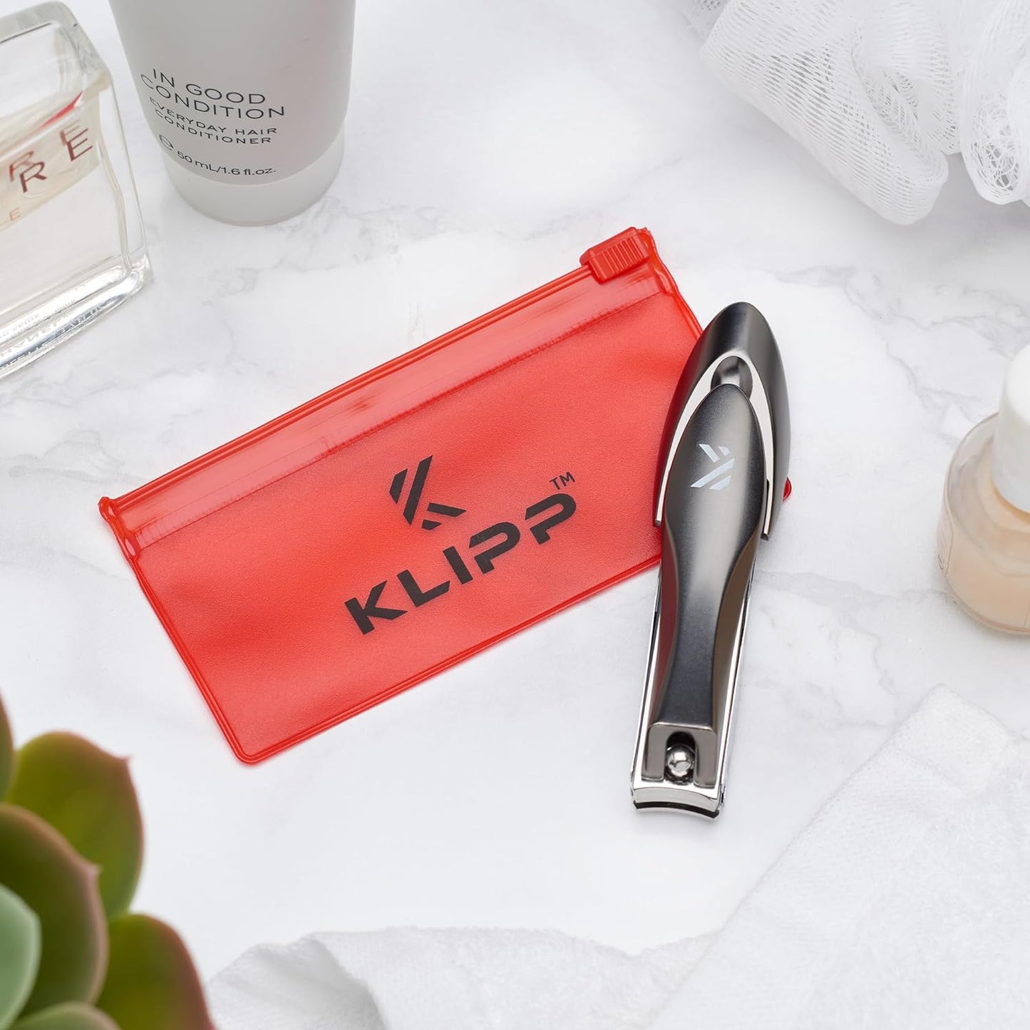 Nail Clippers with Catcher - Heavy Duty Stainless Steel Fingernail & Toe Nail Cutter | Ergonomic Handle & Curved Blades