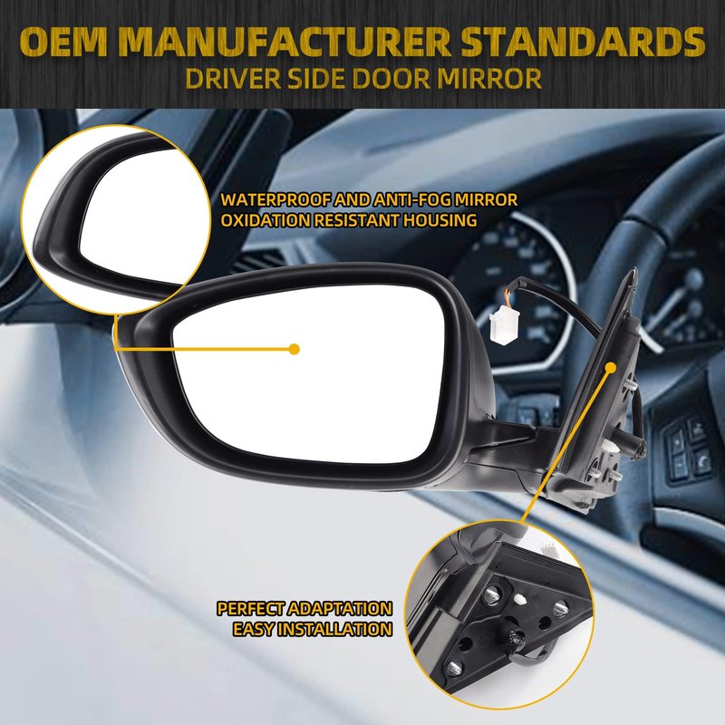 Dasbecan Left Driver Side Mirror Assembly Compatible with Honda Accord LX Sport 1.5T 2018-2025 Power | Non-Heated | Gray Repalces# HO1320328 76258-TVA-A02, Modern Steel Metallic-3Pins