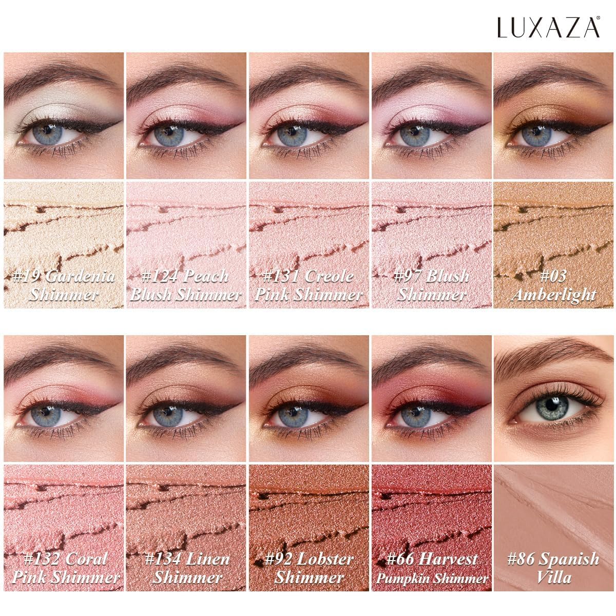 LUXAZA PRO Brown Eyeshadow Stick Makeup Set 10PCS, Neutral Shimmer And Matte Cream Eye Shadow Palette, Metallic Bronze Smoky Eyeliner Brightener Crayon Pencil Kit, Ideal Gift for Women -Love's Gifts