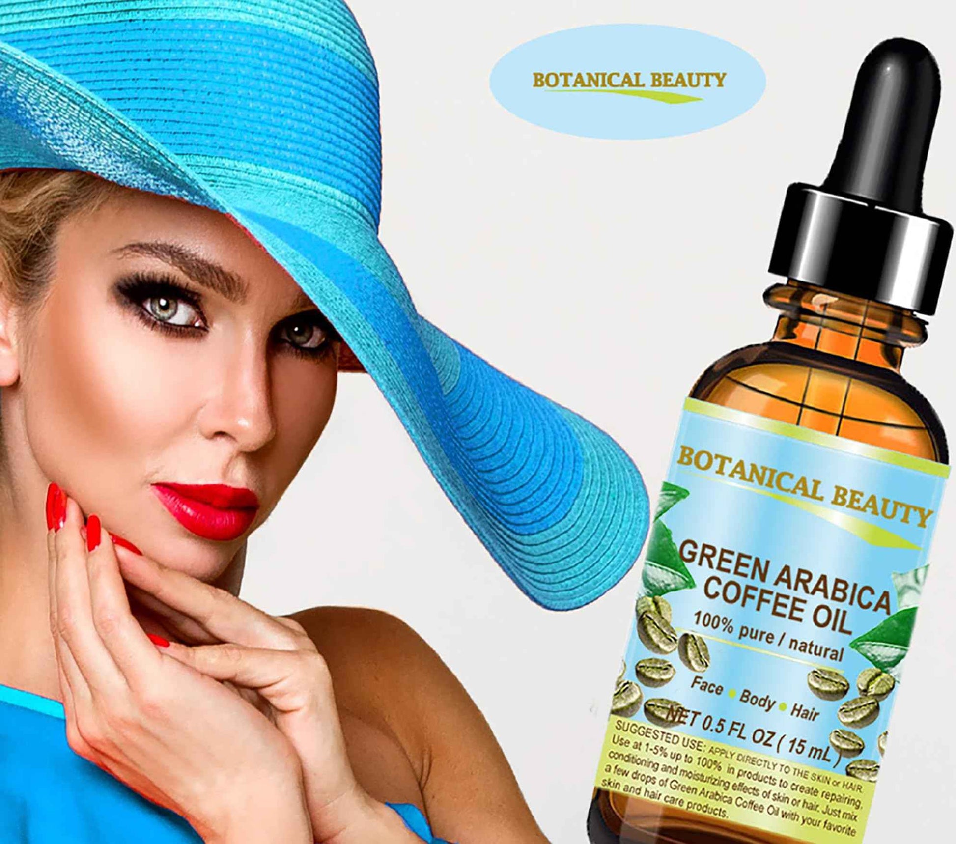 Botanical Beauty GREEN ARABICA COFFEE OIL Brazilian 100% Pure Virgin Unrefined for Face, Skin, Hair, Lip, Nails. Anti - Aging Face Oil (1 Fl Oz)