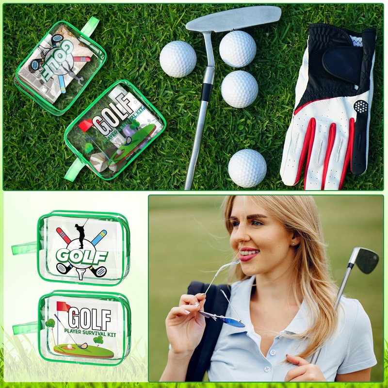 Reginary 10 Pcs Golf Makeup Bag Gifts Bulk Golfer Cosmetic Bag Waterproof Pouch with Zipper Golf Team Inspirational Organizer Accessories for Women Party