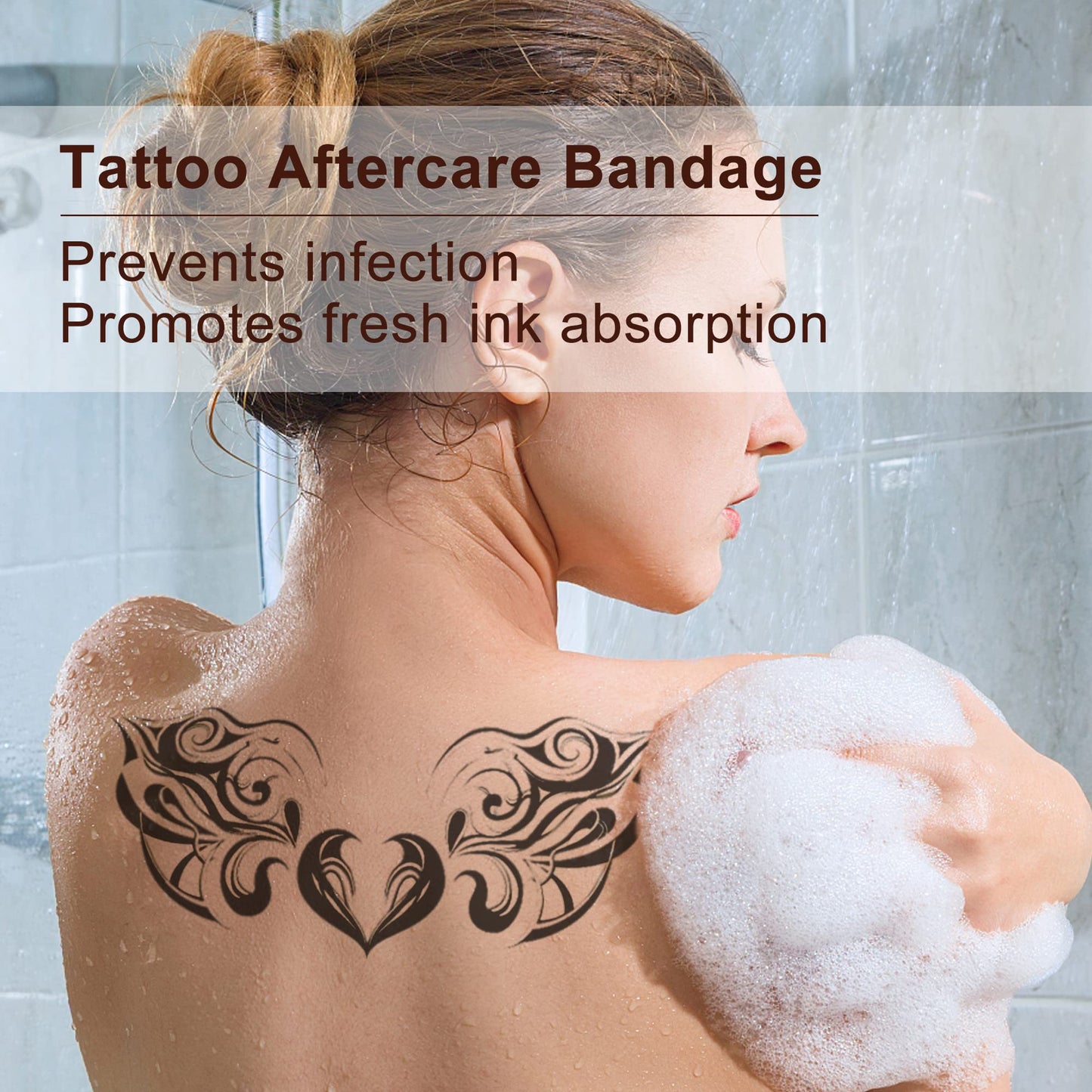 LotFancy Tattoo Aftercare Bandage, 4" x 12 Yards Roll, Transparent Film Dressing, Waterproof Protective Tattoo Wrap Tape for Second Skin Healing, New Tattoos and Scar Therapy