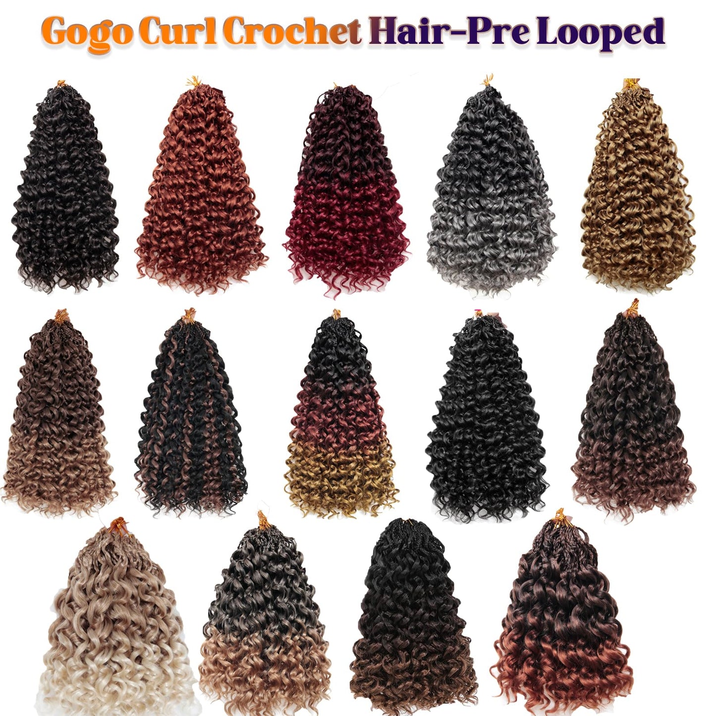 Gogo Curl Crochet Hair 8 Packs Ocean Wave Beach Curl Crochet Hair 24 Inch Pre Looped Long Deep Wave Hair Extension Synthetic Braiding Hair for Women Natural Black 1B/27