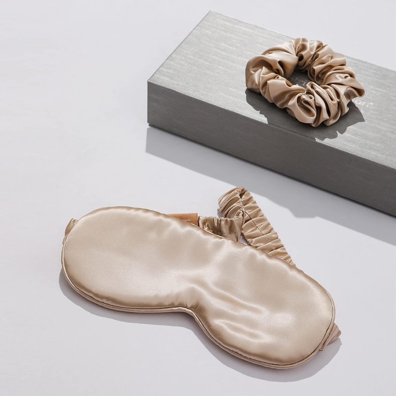 Silk Hair Scrunchies Set - 100% Mulberry Silk Sleep Mask & Hair Ties | Luxurious 22mm Gift Pack