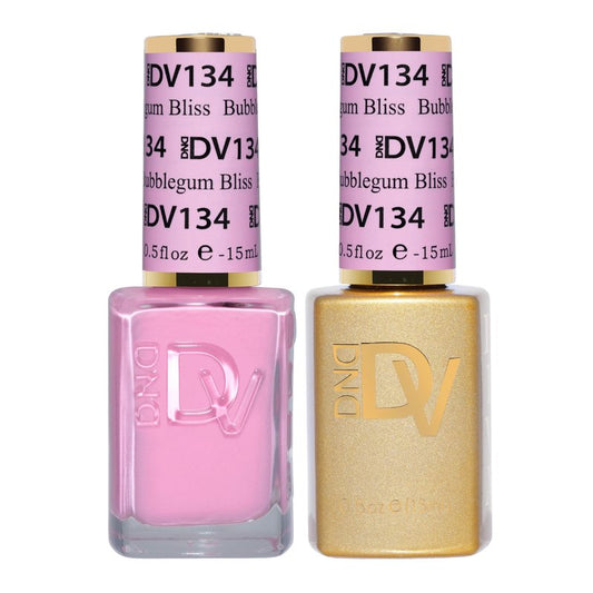 DND Diva Gel Polish Set, Soda Poppin Collection, UV/LED Gel Polish and Air Dry Nail Lacquer, Matching Chip-Free Polish Duo, 134 Bubblegum Bliss, 0.5 Fl Oz