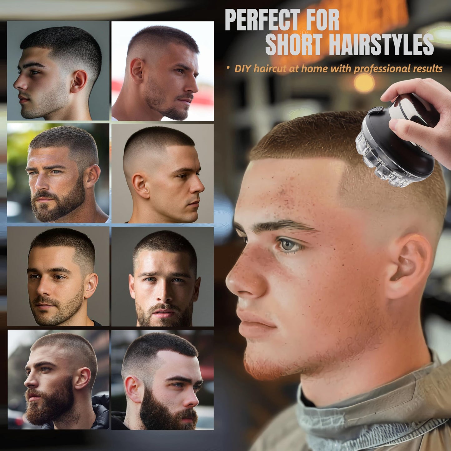 Hawiafo Self Hair Clippers for Men Cordless Electric Haircut Kit Professional Waterproof Automatic Circular Hair Trimmer with LED Display Easy Self Haircut Grooming Clippers for Male Family Use