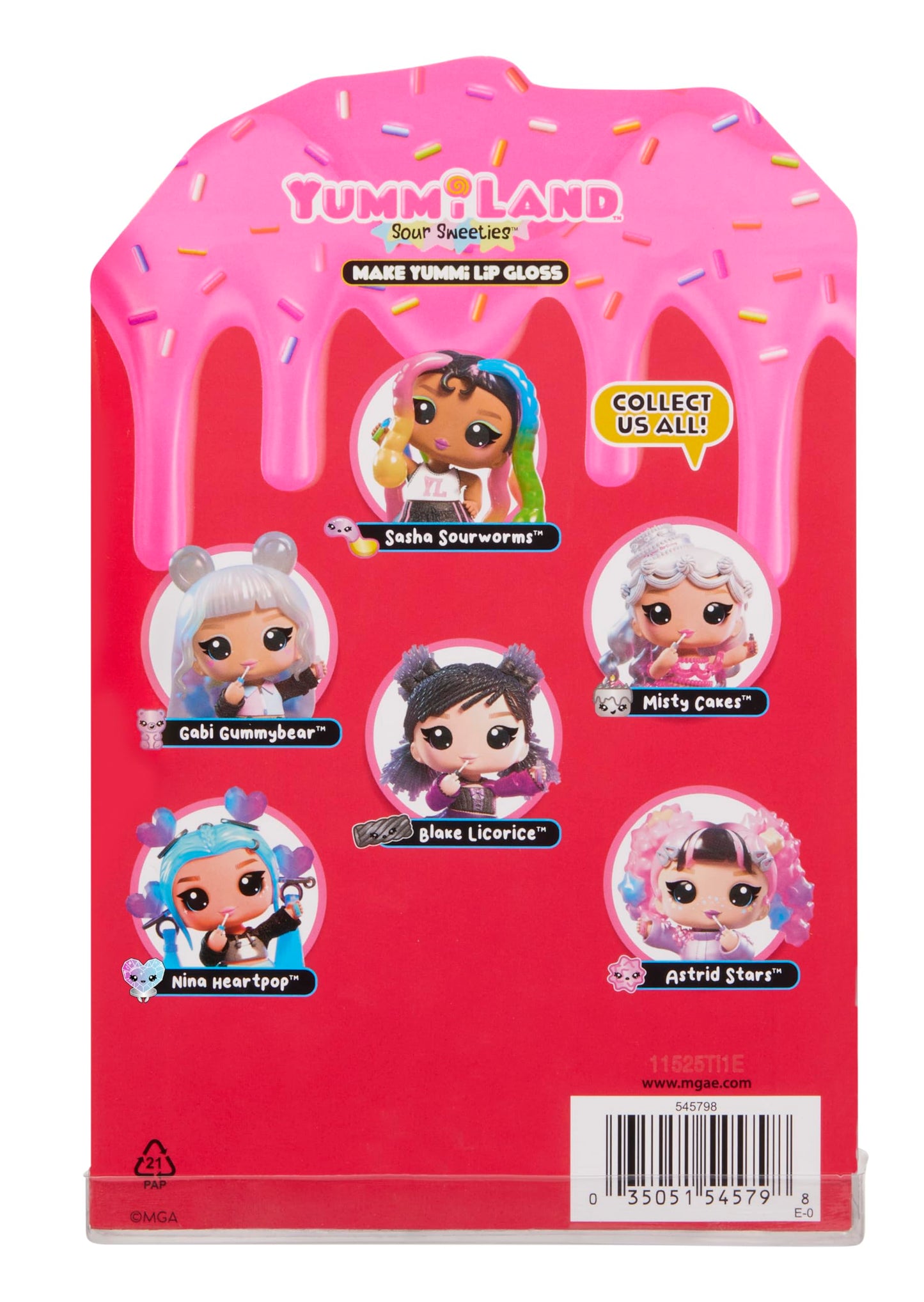 Yummiland Lip Gloss Doll: Sour Sweeties - Gabi Gummybear Includes DIY Lip Gloss + Removable Keychain, Cosmetic Play, Collectible, Ages 4+