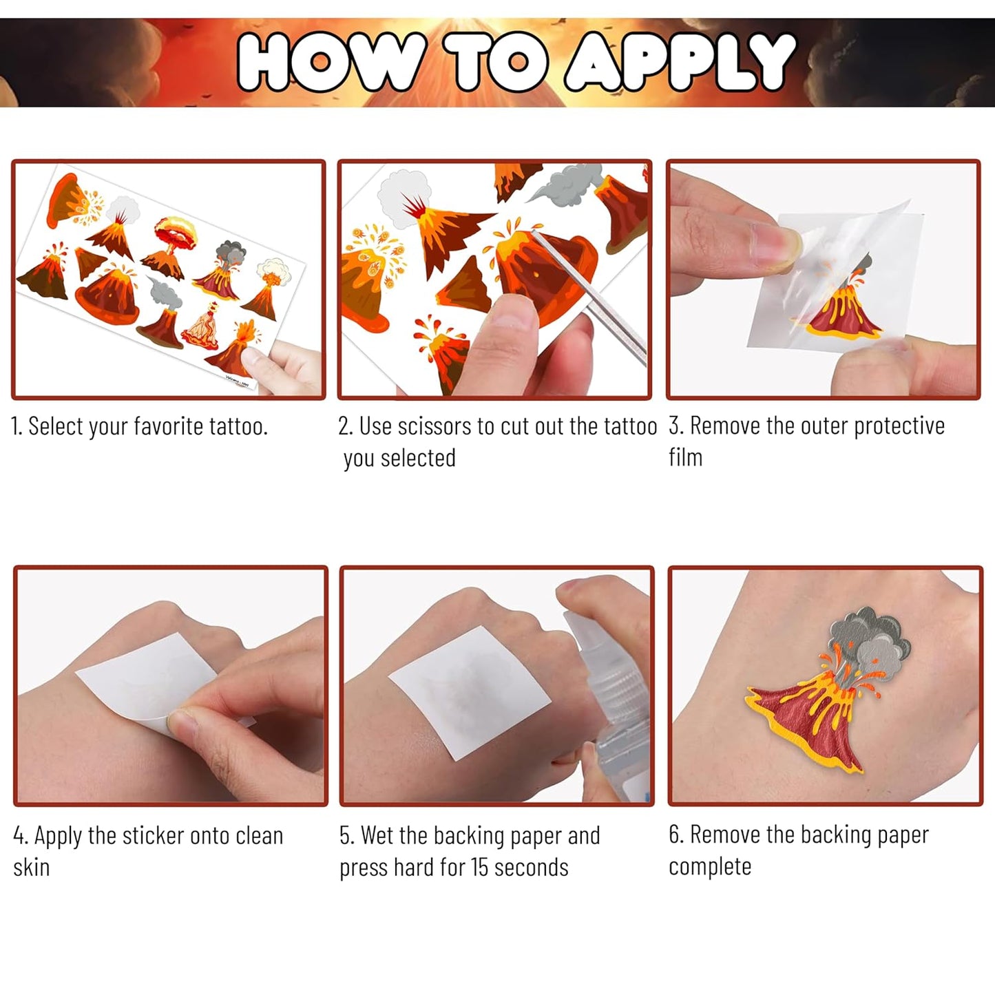 Volcano Temporary Tattoos - 84PCS Fire-Themed Stickers for Birthday Party Favors | Kids & Adults Decor