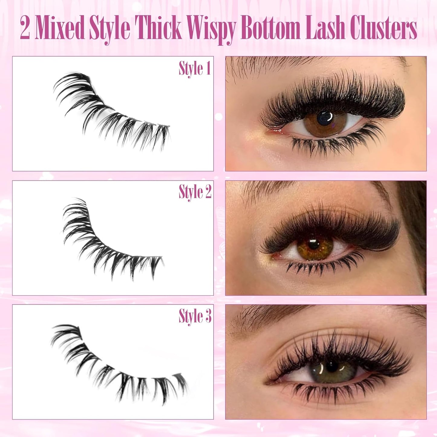 Winifred Bottom Lash Clusters Thick Volume Lower Lash Extension DIY Individual Lashes Bottom Clusters Lashes for Cluster Eyelash Extensions (168pcs)