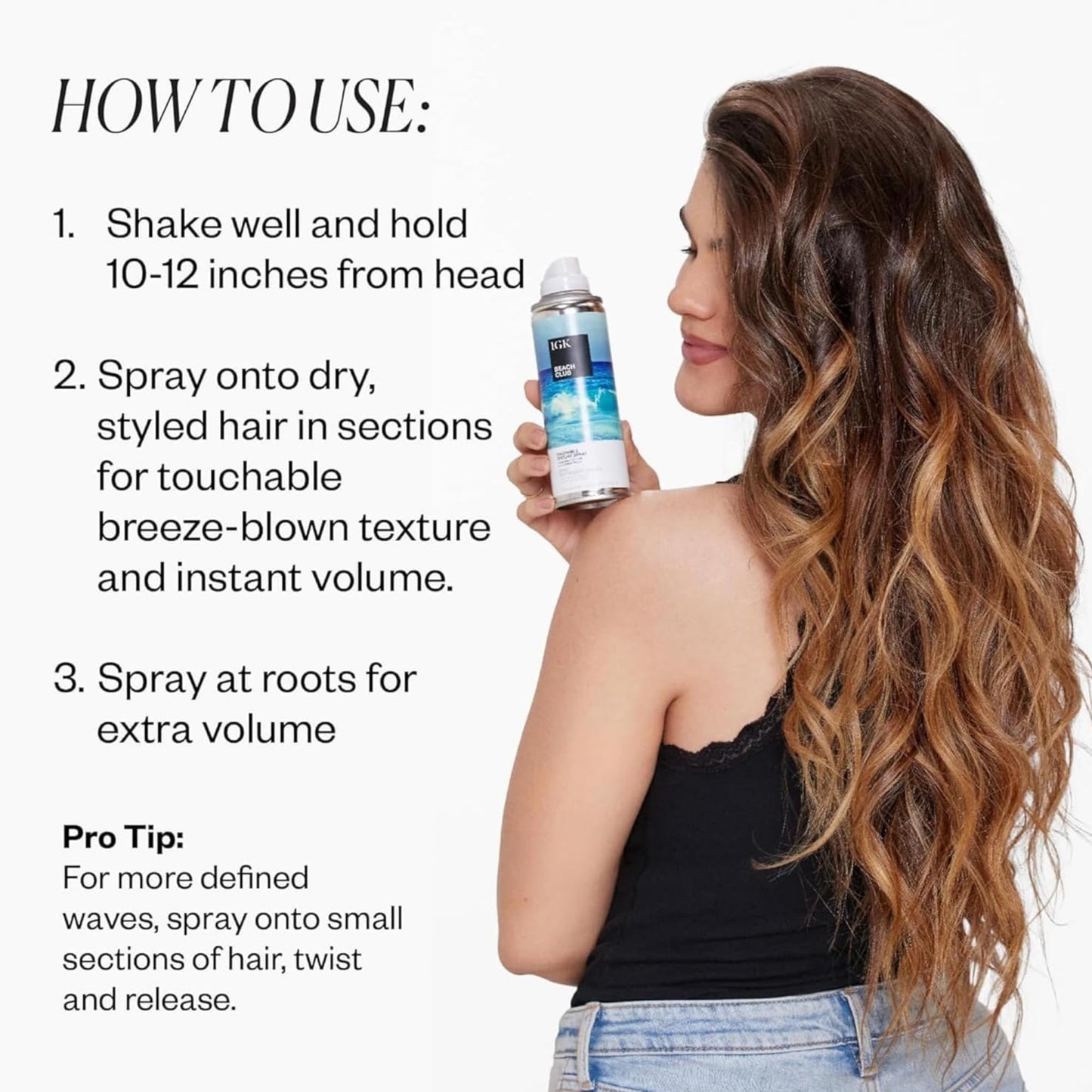 IGK BEACH CLUB Touchable Texture Spray Travel | Hold + Volume + Lightweight | Vegan + Cruelty Free | 1.7 Oz