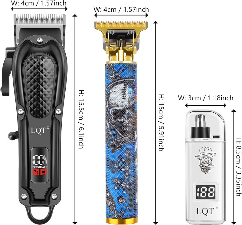 Professional Hair Clippers for Men - Rechargeable Cordless Beard Trimmer & Nose Hair Trimmer | Perfect Gift for Dad, Husband, Son