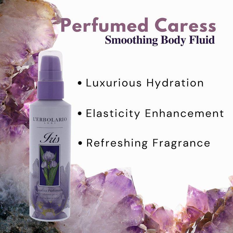 L'Erbolario Iris Perfumed Caress Smoothing Body Fluid - Body Moisturizer to Hydrate, Protect - Liquid Body Lotion for Women - All Skin Types - 5.1 oz