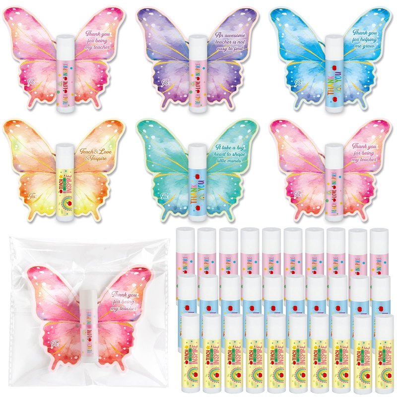 30 Pack Teacher Employee Appreciation Gifts Bulk Lip Balm Thank You for Being My Teacher Moisturizing and Nourishing Lip Care Set for Graduation Teacher’s Day Retirement Birthday Party Supplies
