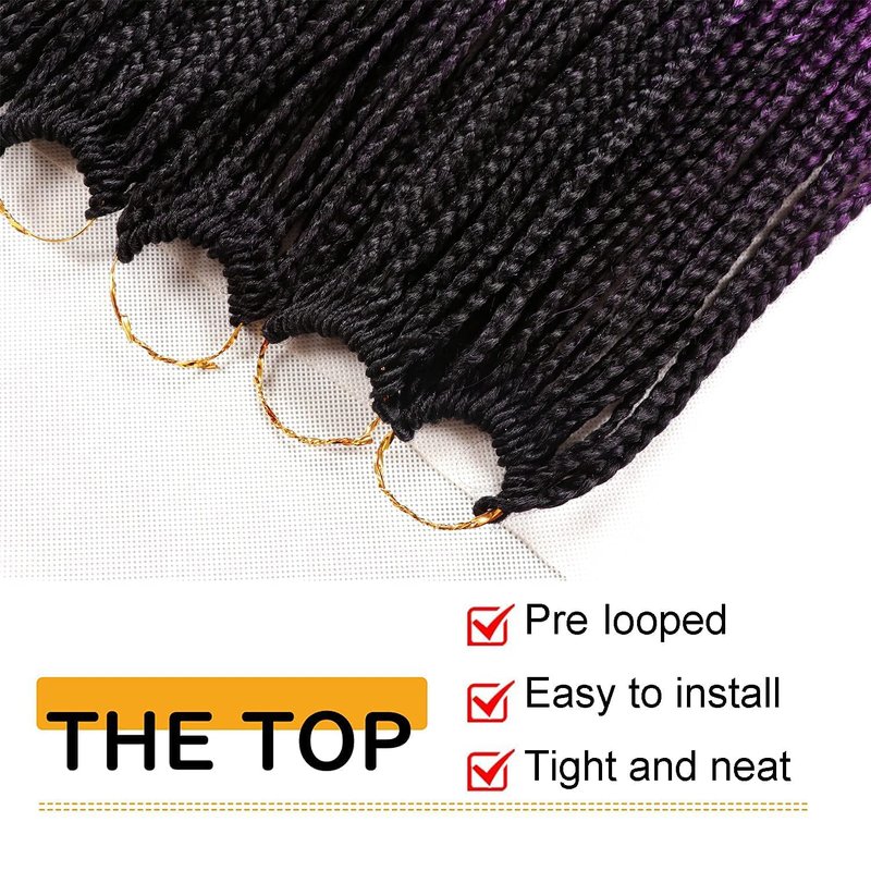 Goddess Box Braids Crochet Hair - 30 Inch Ombre Prelooped Braids for Black Women | 6 Packs 1B/Purple/Blue