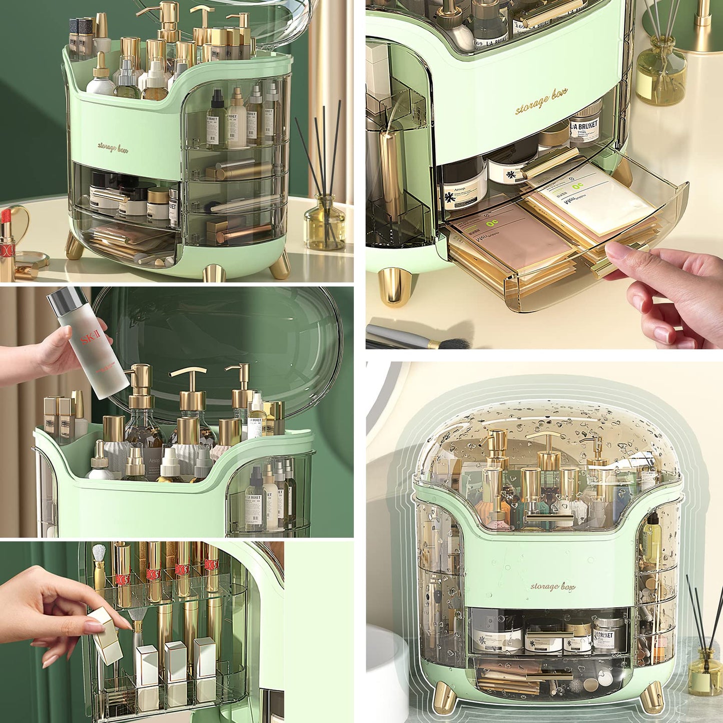 Omeily Upgrade Large Makeup Organizer Countertop Vanity Organizer Cosmetic Organizer Makeup Storage Box Bathroom Counter Organizer Perfume Skincare Organizers Gift Women Clear Design Easy Visibility