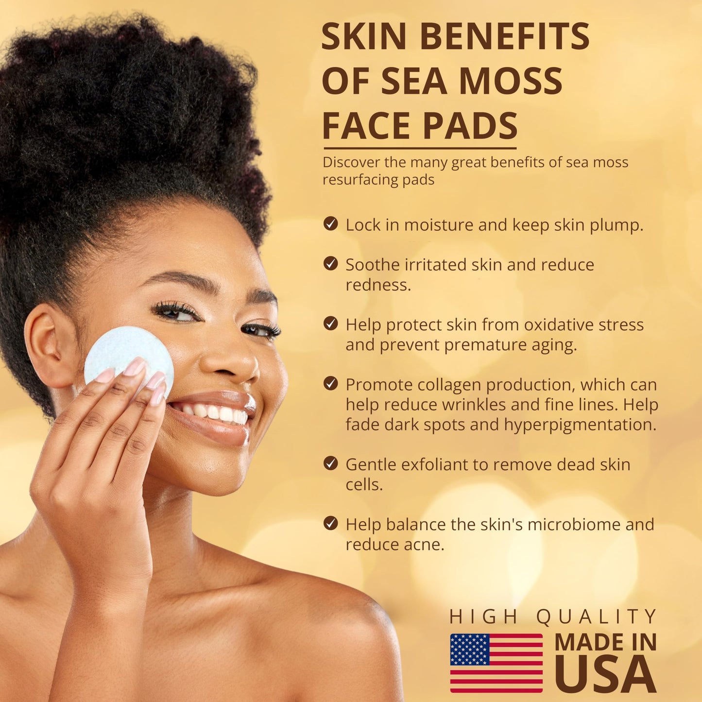 Live Healthy The Original Kojic Acid & Sea Moss Cleansing Pads - Natural, Face Cleanser, with Vitamin E, Glycolic Acid & Hyaluronic Acid - Clears Acne, Face Peel Toner Pads - Made in USA | 30 Pack