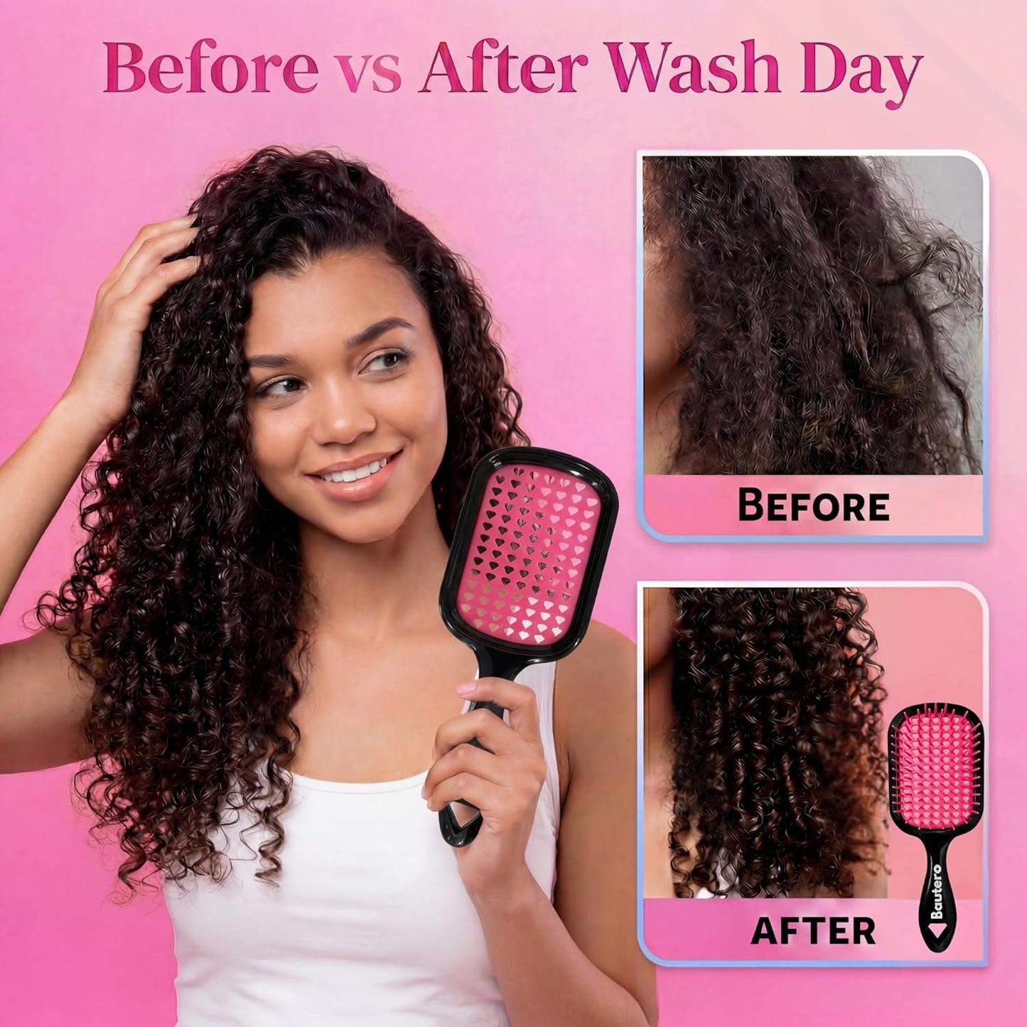 Detangler Brush for Curly Thick Hair - Pain-Free 4C Coily Hair Care | Reduces Breakage & Shedding