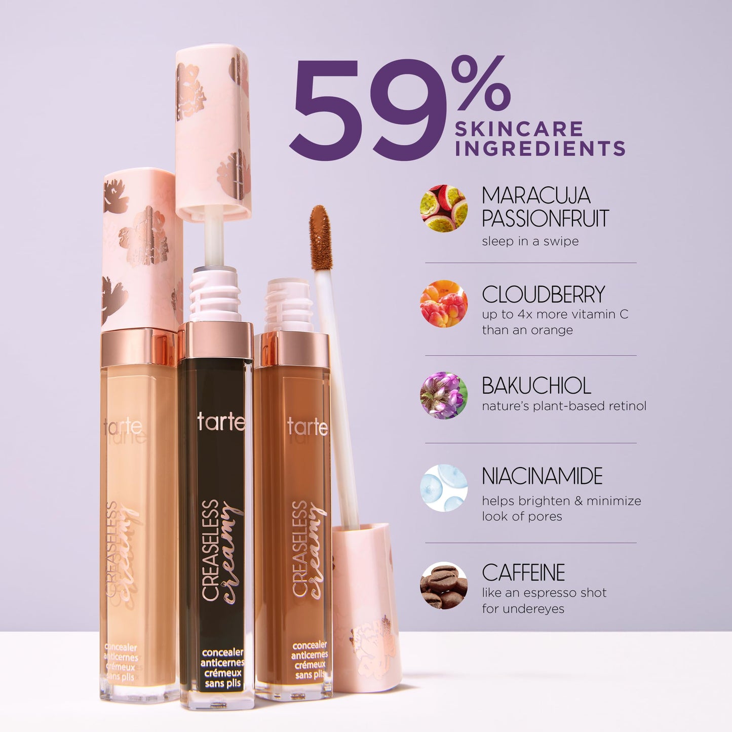 tarte creaseless creamy full-coverage concealer – Waterproof Hydrating Longwear, Niacinamide & Caffeine for covering Dark Circles & Blemishes, Vegan & Cruelty-Free, full size, 53S deep sand